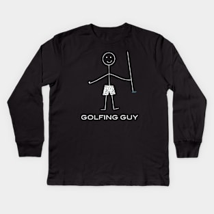 Funny Mens Golf Golfing Guy Kids Long Sleeve T-Shirt